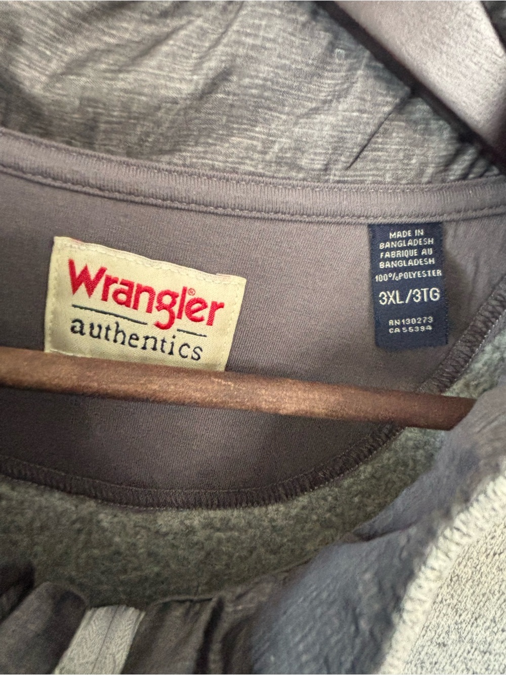 WRANGLER Gray Heather 1/4 Zip Fleece Pullover Size 3XL - Picture 3 of 5